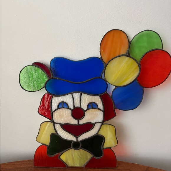 Vibrant Stained Glass Clown Art with Balloons - Picture 4 of 10